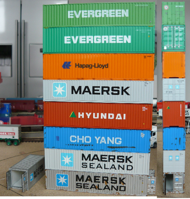 Spur H0 20ft Container 1:87 Versandbehälter Verschiedene Güterwagen Menge 6Stk 